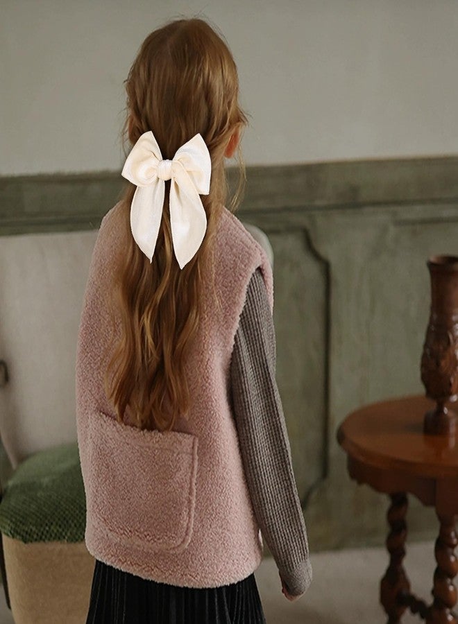 ميروكش مجموعة من 6 ربطات شعر مخملية بيضاء كريمية بأطوال 5 و3.5 و4 بوصات، ربطات شعر ناعمة بمشابك شعر، مناسبة للفتيات الصغيرات والمراهقات والفتيات الصغيرات والنساء، وإكسسوارات فساتين الزفاف والمناسبات الرسمية. - Image 4